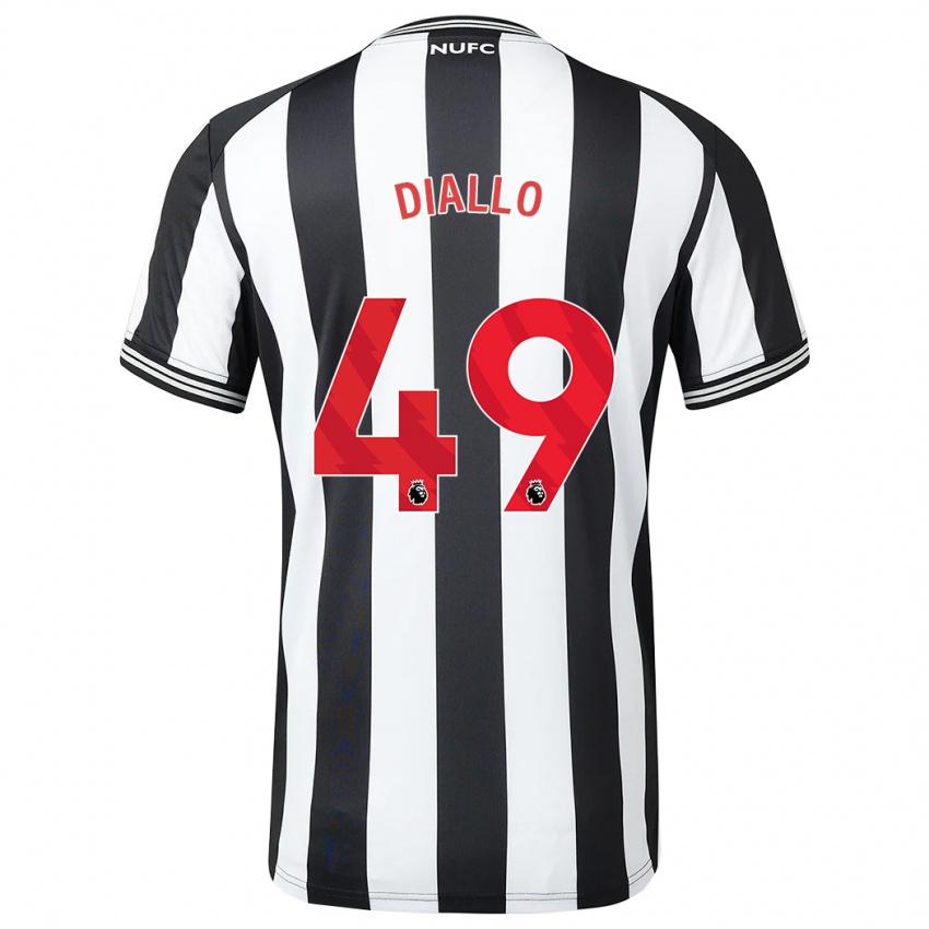 Uomo Maglia Amadou Diallo #49 Nero Bianco Kit Gara Home 2023/24 Maglietta