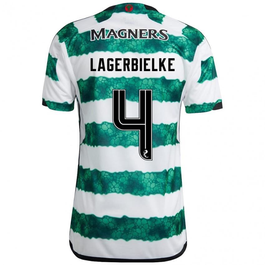 Uomo Maglia Gustaf Lagerbielke #4 Verde Kit Gara Home 2023/24 Maglietta