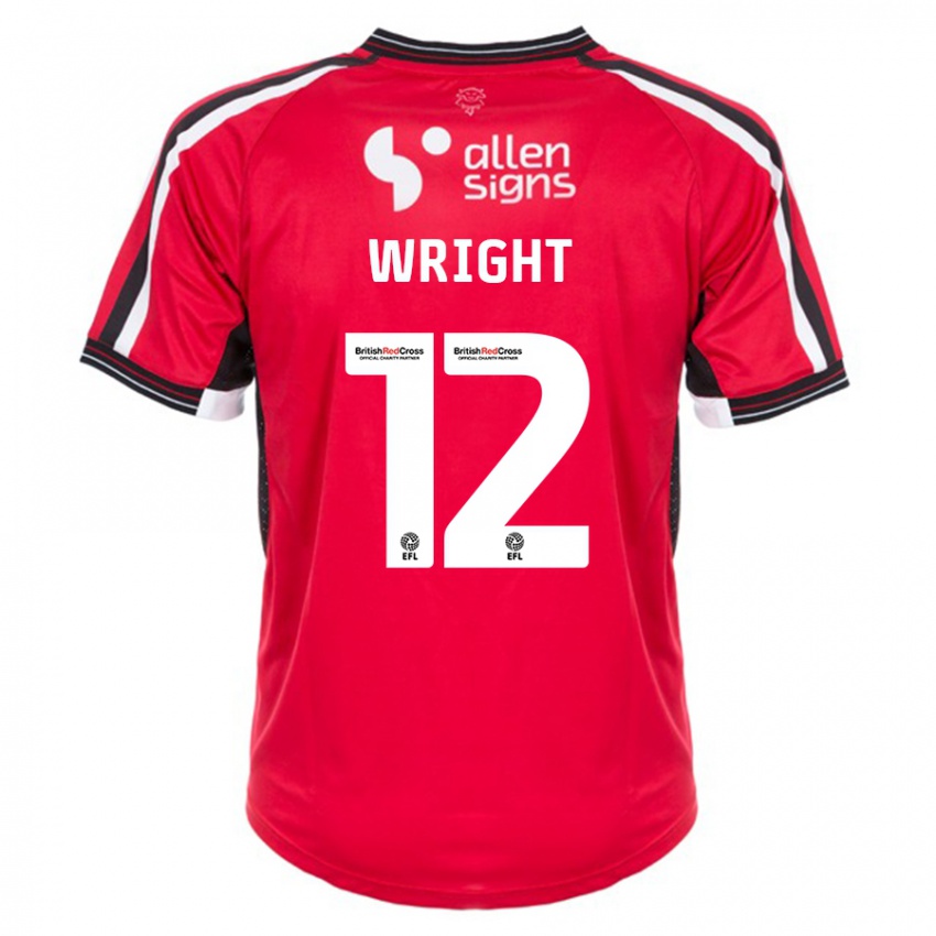 Uomo Maglia Jordan Wright #12 Rosso Kit Gara Home 2023/24 Maglietta