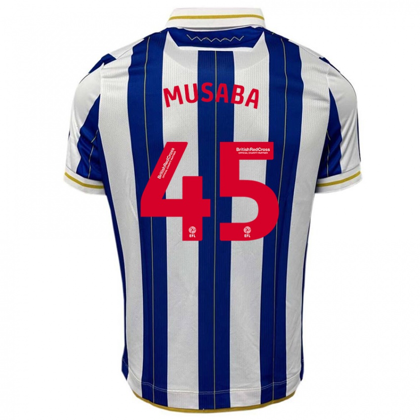 Uomo Maglia Anthony Musaba #45 Blu Bianco Kit Gara Home 2023/24 Maglietta