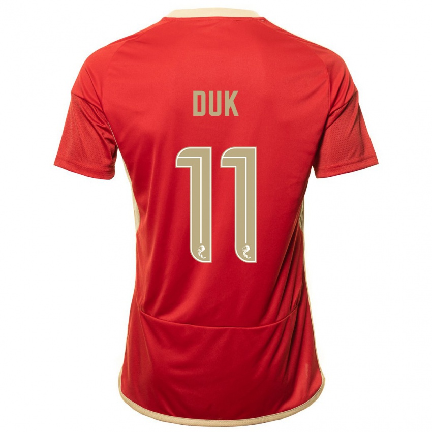 Uomo Maglia Duk #11 Rosso Kit Gara Home 2023/24 Maglietta