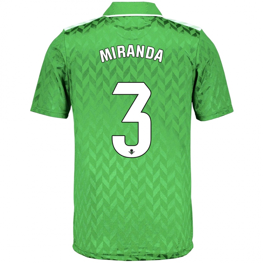 Uomo Maglia Juan Miranda #3 Verde Kit Gara Away 2023/24 Maglietta