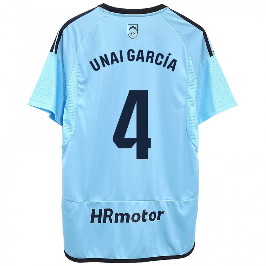 Uomo Maglia Unai García #4 Blu Kit Gara Away 2023/24 Maglietta