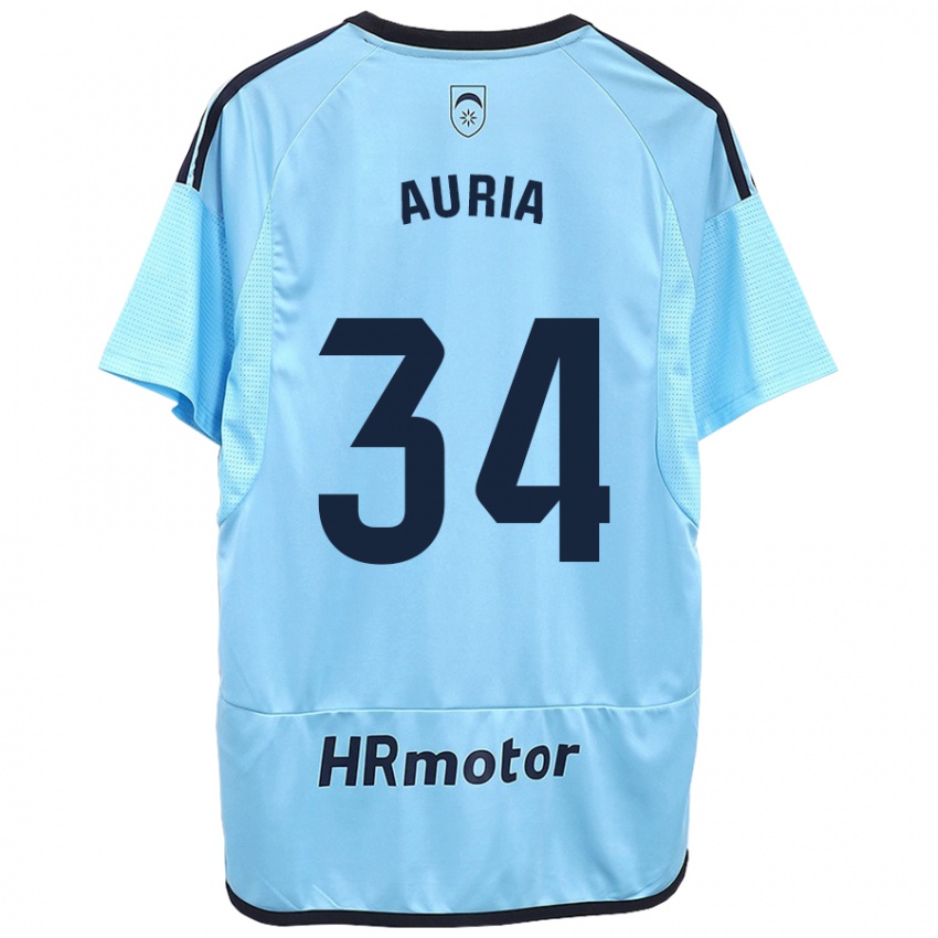 Uomo Maglia Miguel Auria #34 Blu Kit Gara Away 2023/24 Maglietta