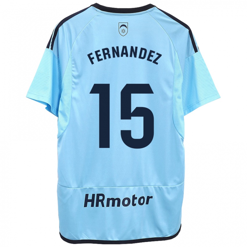 Uomo Maglia Leyre Fernández Sánchez #15 Blu Kit Gara Away 2023/24 Maglietta