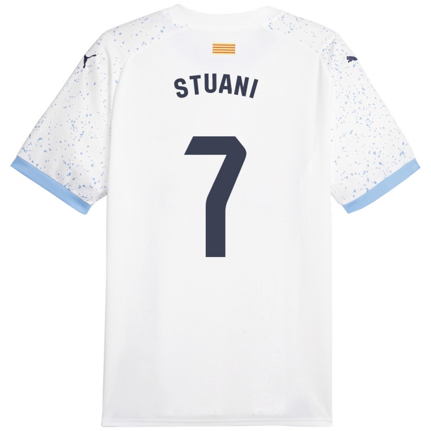 Uomo Maglia Cristhian Stuani #7 Bianco Kit Gara Away 2023/24 Maglietta