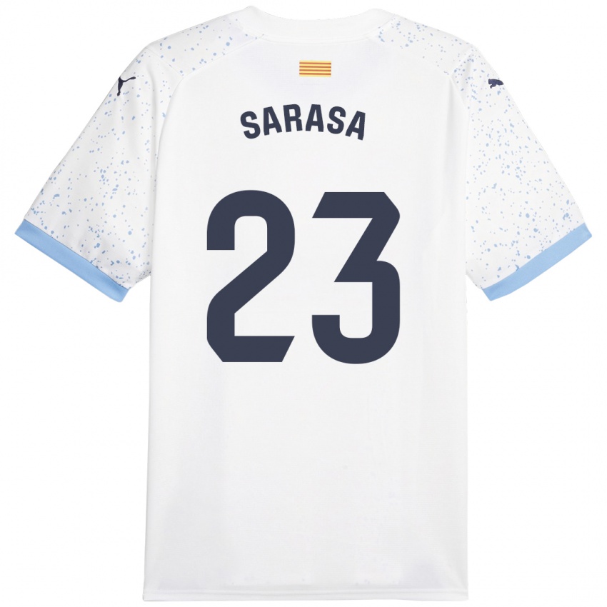 Uomo Maglia Javier Sarasa #23 Bianco Kit Gara Away 2023/24 Maglietta