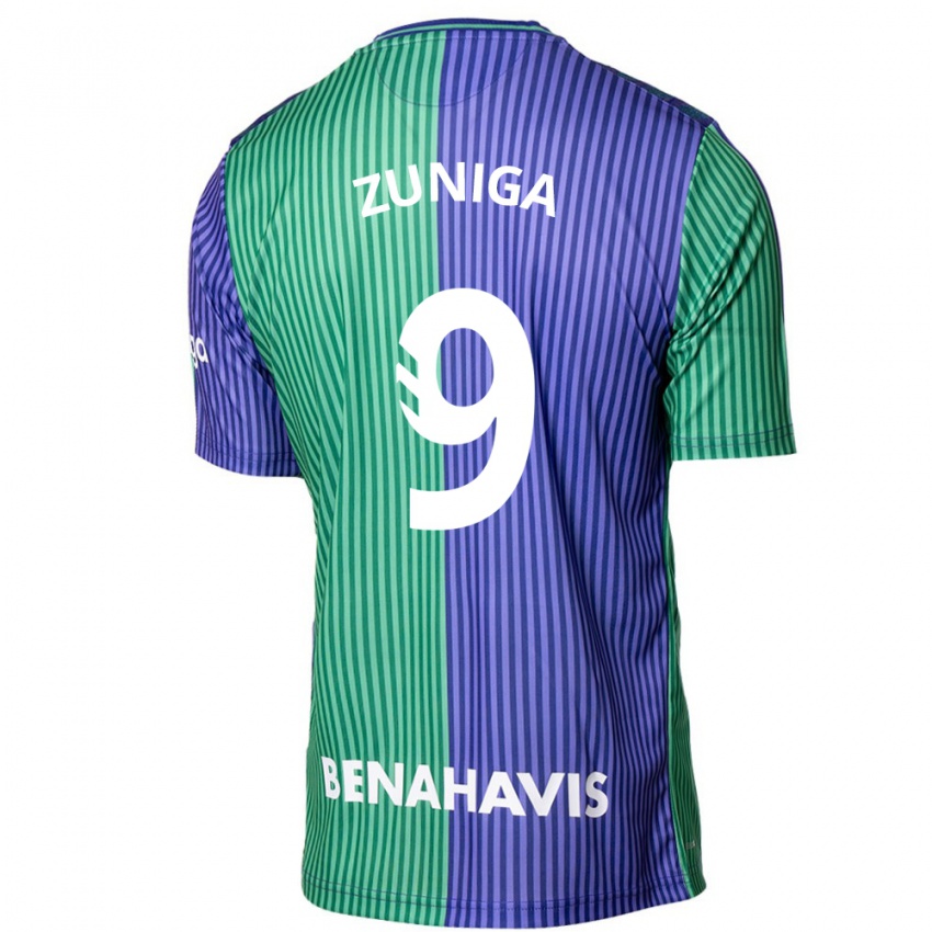 Uomo Maglia Loren Zúñiga #9 Verde Blu Kit Gara Away 2023/24 Maglietta