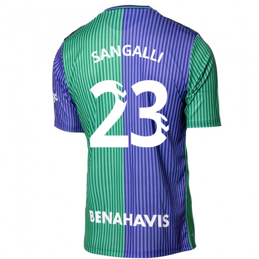 Uomo Maglia Luca Sangalli #23 Verde Blu Kit Gara Away 2023/24 Maglietta