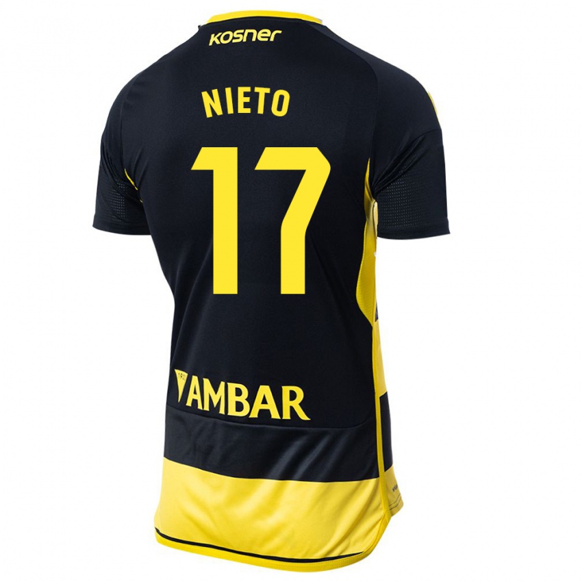 Uomo Maglia Carlos Nieto #17 Nero Giallo Kit Gara Away 2023/24 Maglietta