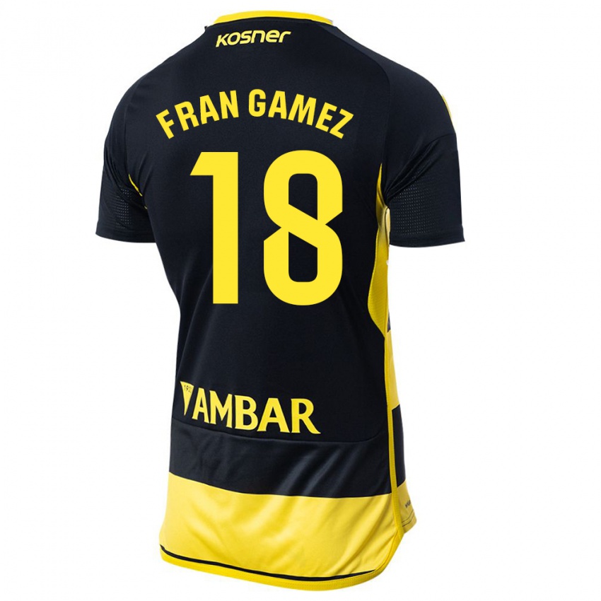 Uomo Maglia Fran Gámez #18 Nero Giallo Kit Gara Away 2023/24 Maglietta