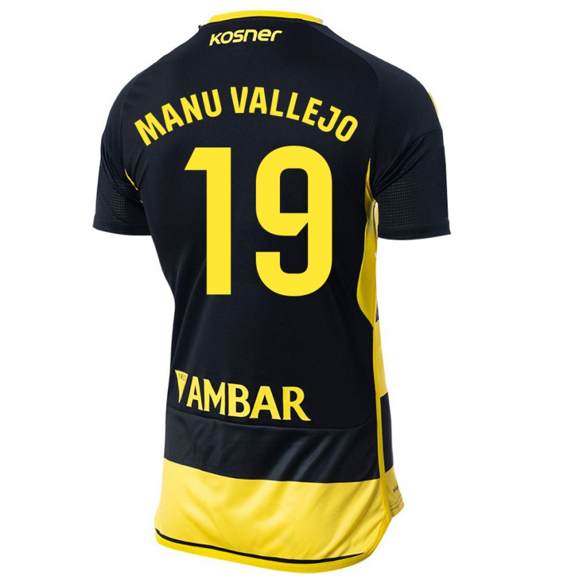 Uomo Maglia Manu Vallejo #19 Nero Giallo Kit Gara Away 2023/24 Maglietta