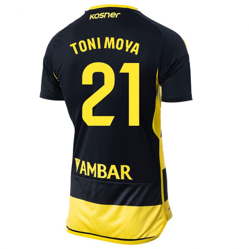 Uomo Maglia Toni Moya #21 Nero Giallo Kit Gara Away 2023/24 Maglietta