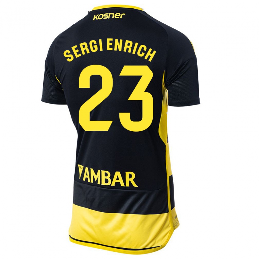 Uomo Maglia Sergi Enrich #23 Nero Giallo Kit Gara Away 2023/24 Maglietta