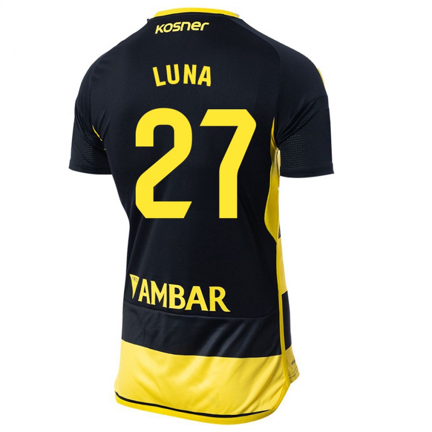 Uomo Maglia Marcos Luna #27 Nero Giallo Kit Gara Away 2023/24 Maglietta