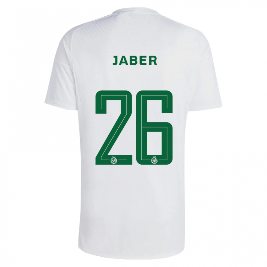 Uomo Maglia Mahmoud Jaber #26 Verde Blu Kit Gara Away 2023/24 Maglietta