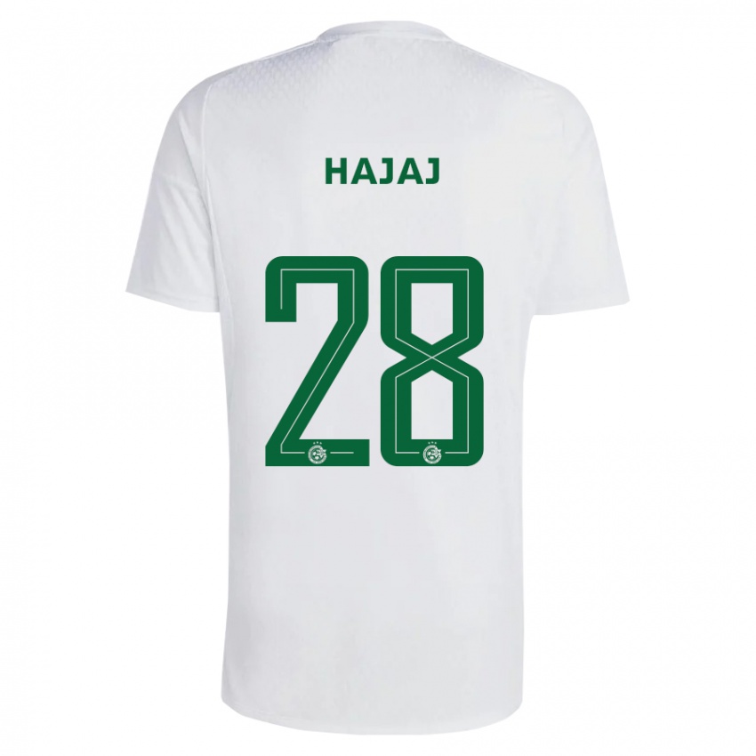 Uomo Maglia Ilay Hajaj #28 Verde Blu Kit Gara Away 2023/24 Maglietta