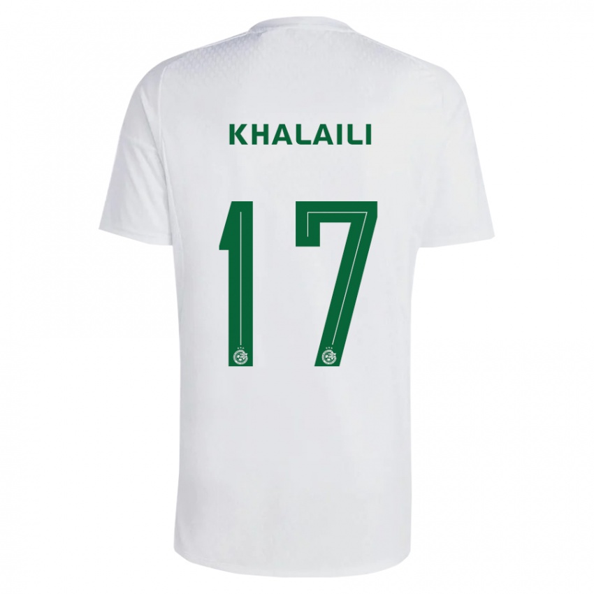 Uomo Maglia Iyad Khalaili #17 Verde Blu Kit Gara Away 2023/24 Maglietta