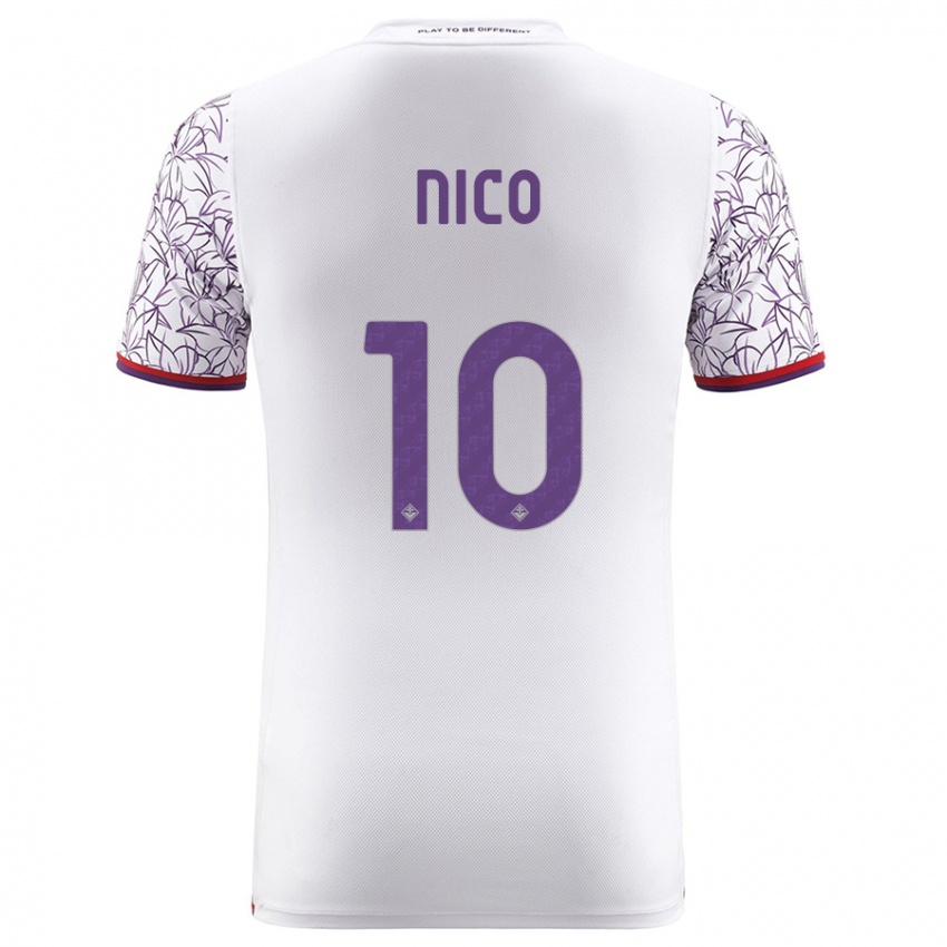 Uomo Maglia Nicolas Gonzalez #10 Bianco Kit Gara Away 2023/24 Maglietta