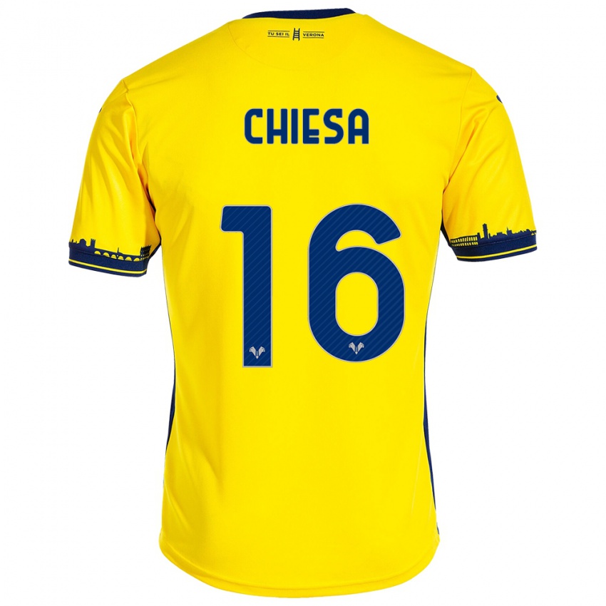 Uomo Maglia Mattia Chiesa #16 Giallo Kit Gara Away 2023/24 Maglietta