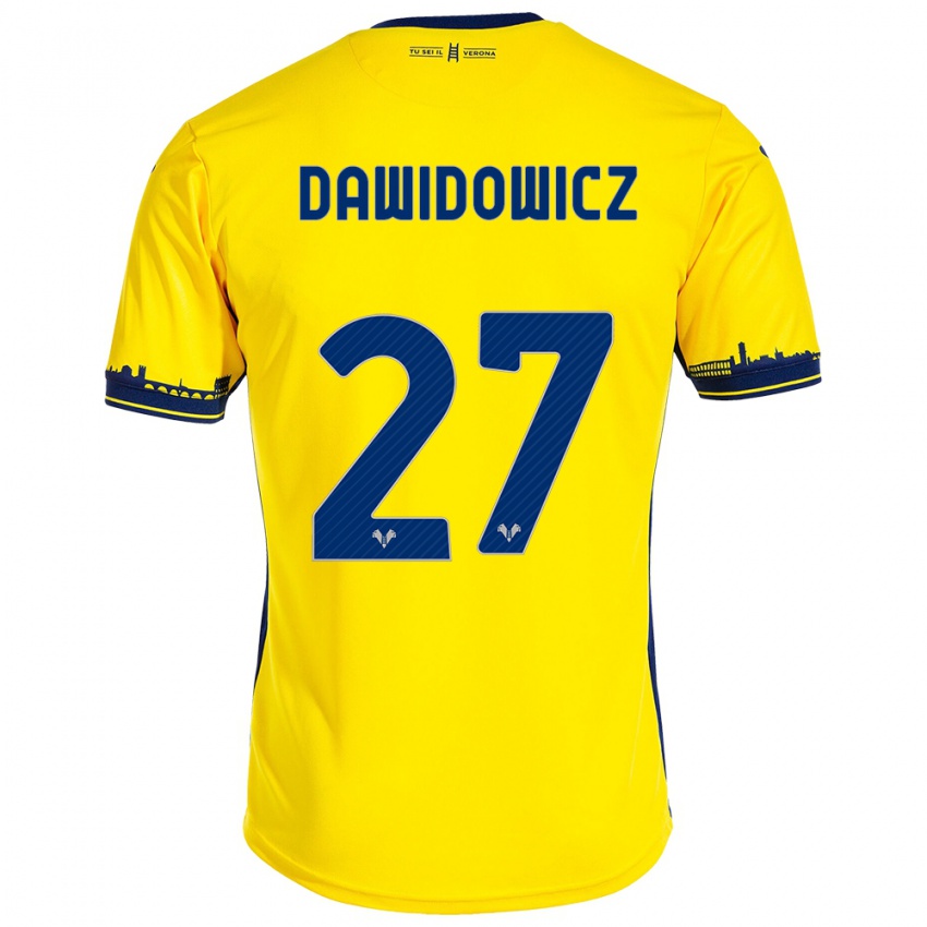 Uomo Maglia Pawel Dawidowicz #27 Giallo Kit Gara Away 2023/24 Maglietta