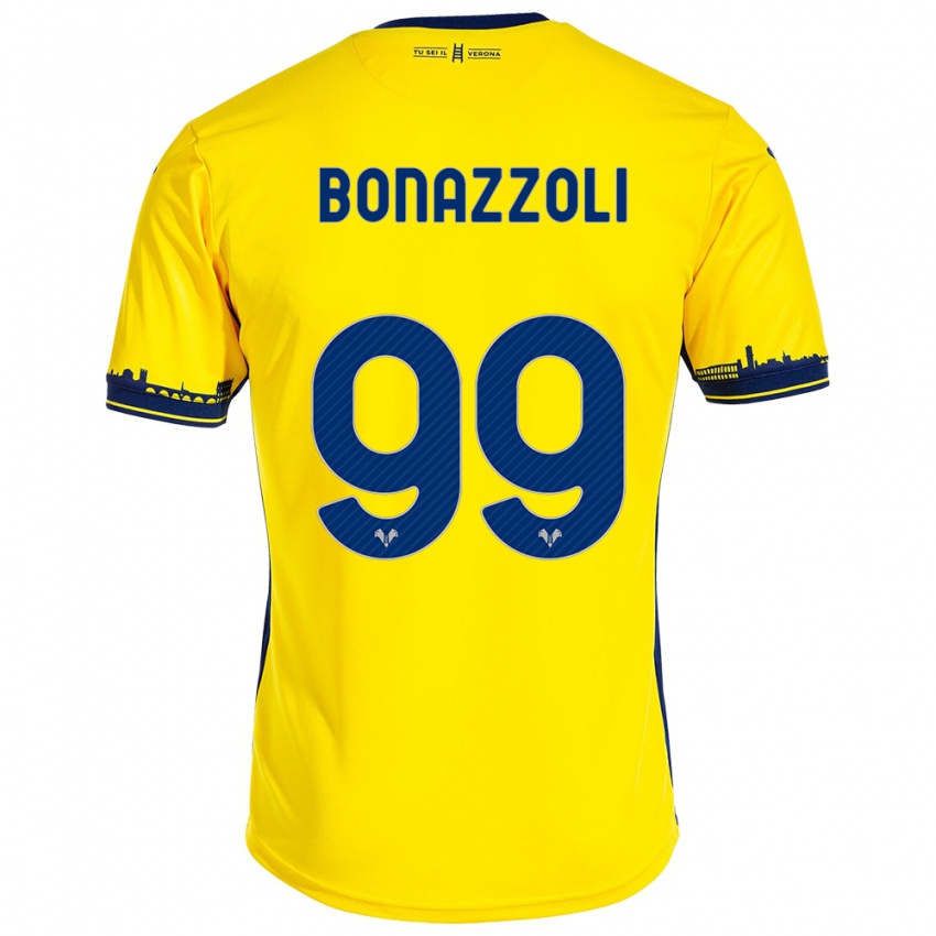 Uomo Maglia Federico Bonazzoli #99 Giallo Kit Gara Away 2023/24 Maglietta