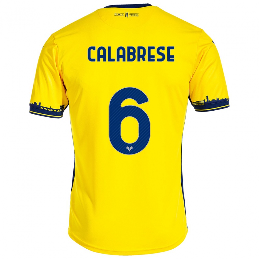 Uomo Maglia Nicolò Calabrese #6 Giallo Kit Gara Away 2023/24 Maglietta