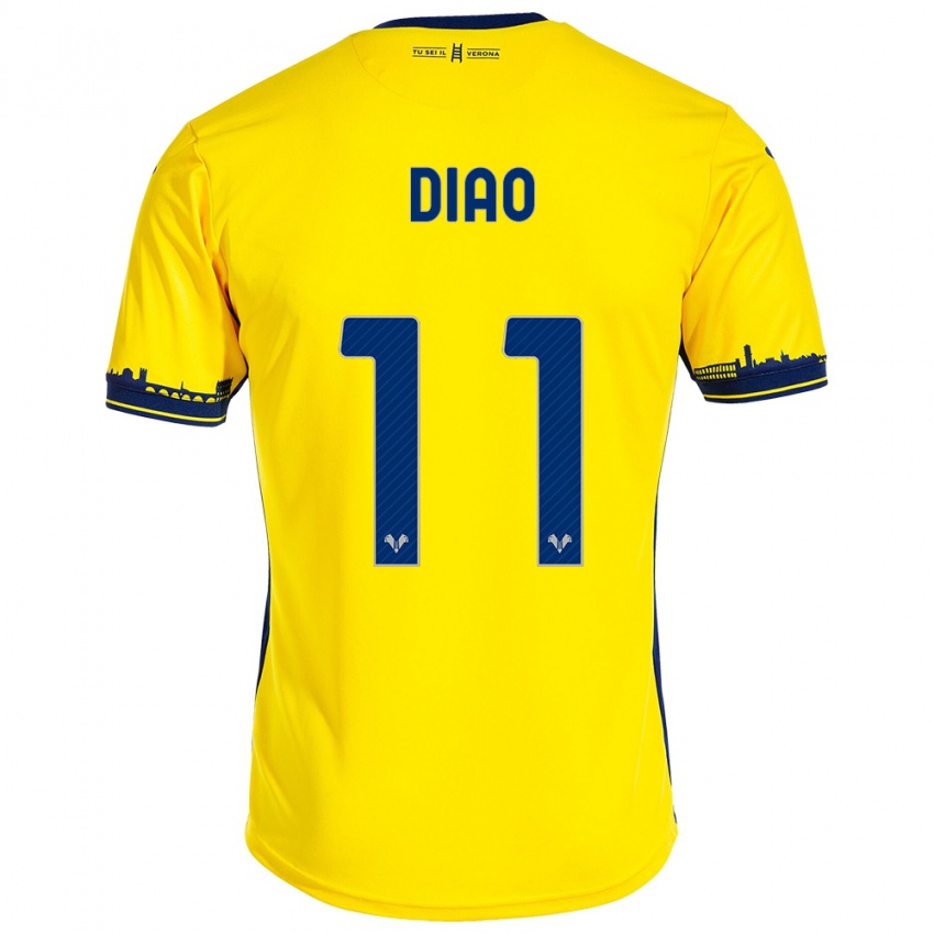 Uomo Maglia Siren Diao #11 Giallo Kit Gara Away 2023/24 Maglietta