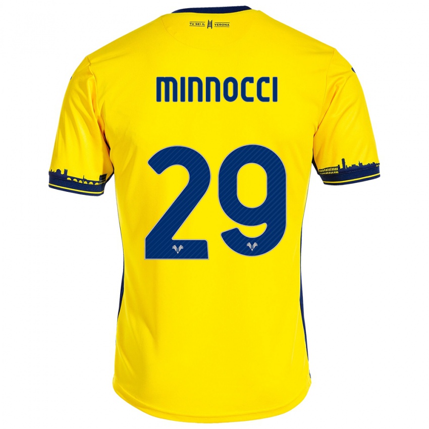 Uomo Maglia Valerio Minnocci #29 Giallo Kit Gara Away 2023/24 Maglietta