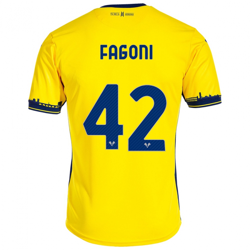 Uomo Maglia Marco Fagoni #42 Giallo Kit Gara Away 2023/24 Maglietta