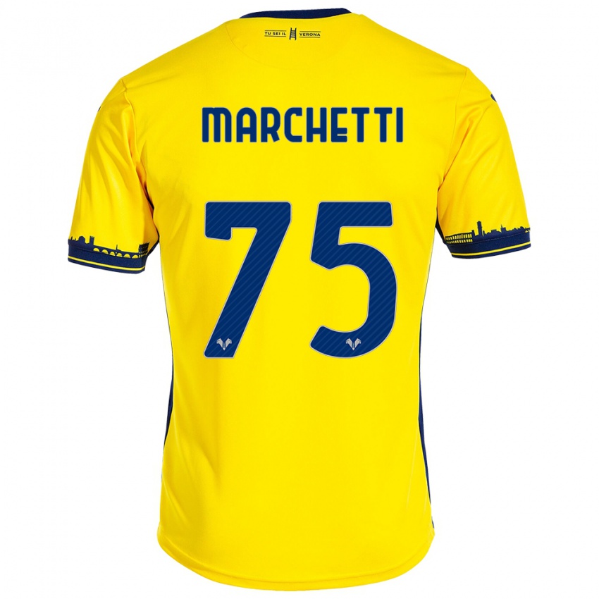 Uomo Maglia Nicolò Marchetti #75 Giallo Kit Gara Away 2023/24 Maglietta