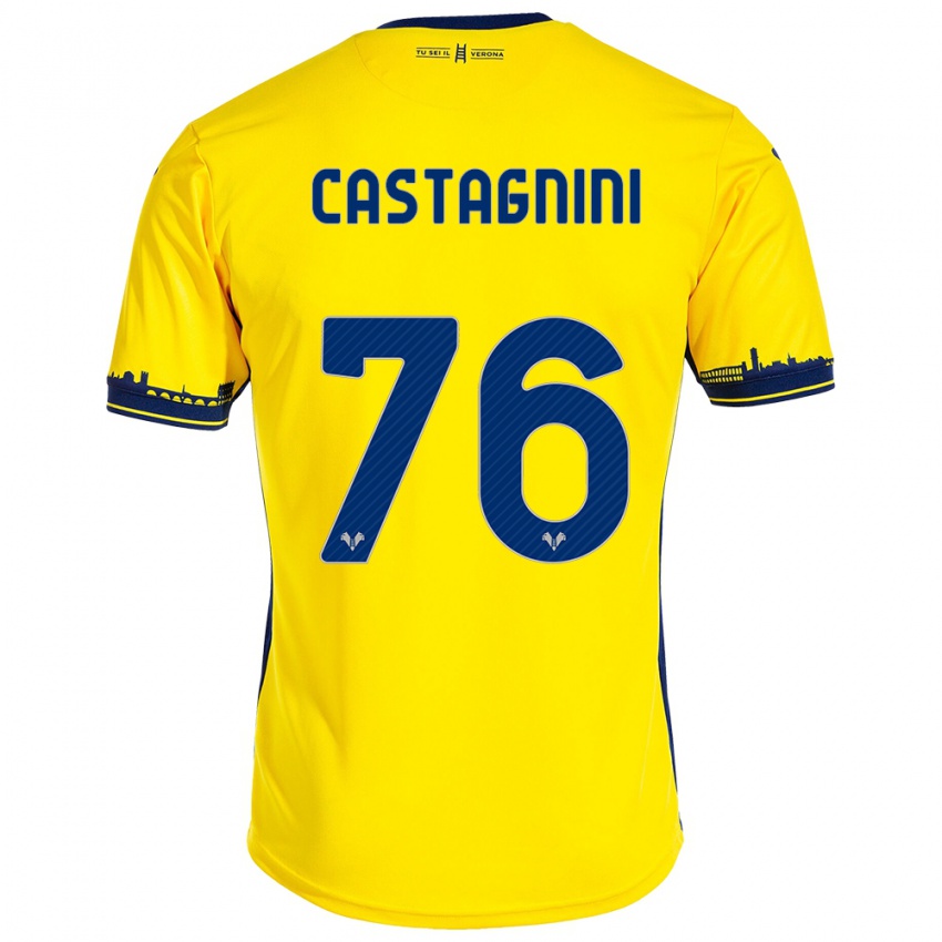 Uomo Maglia Mirko Castagnini #76 Giallo Kit Gara Away 2023/24 Maglietta