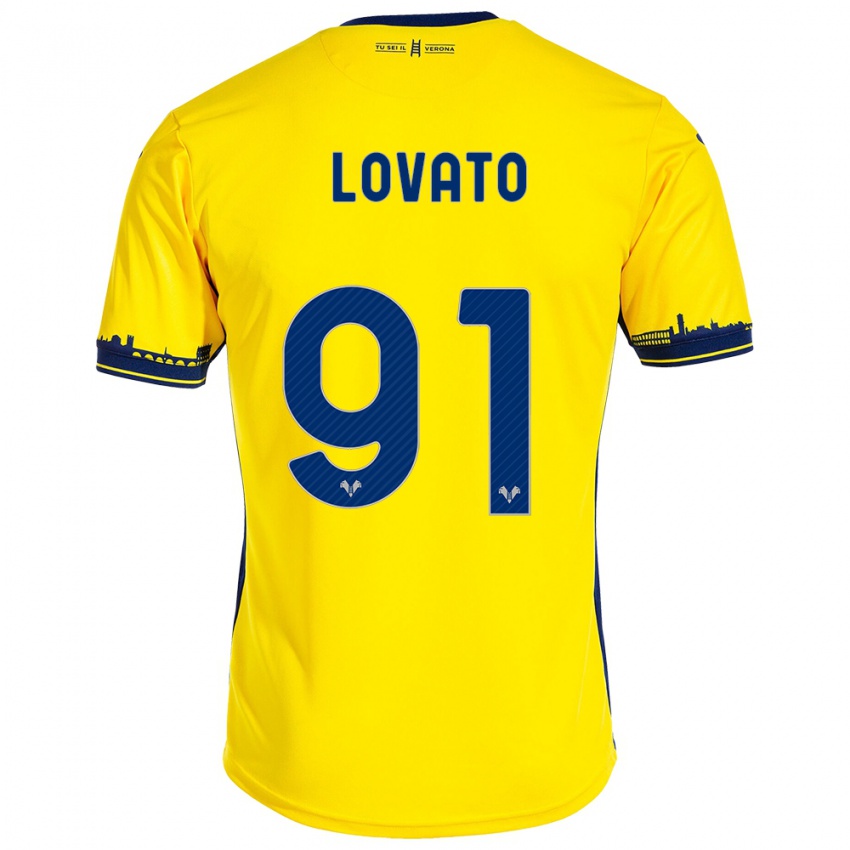 Uomo Maglia Enrico Lovato #91 Giallo Kit Gara Away 2023/24 Maglietta