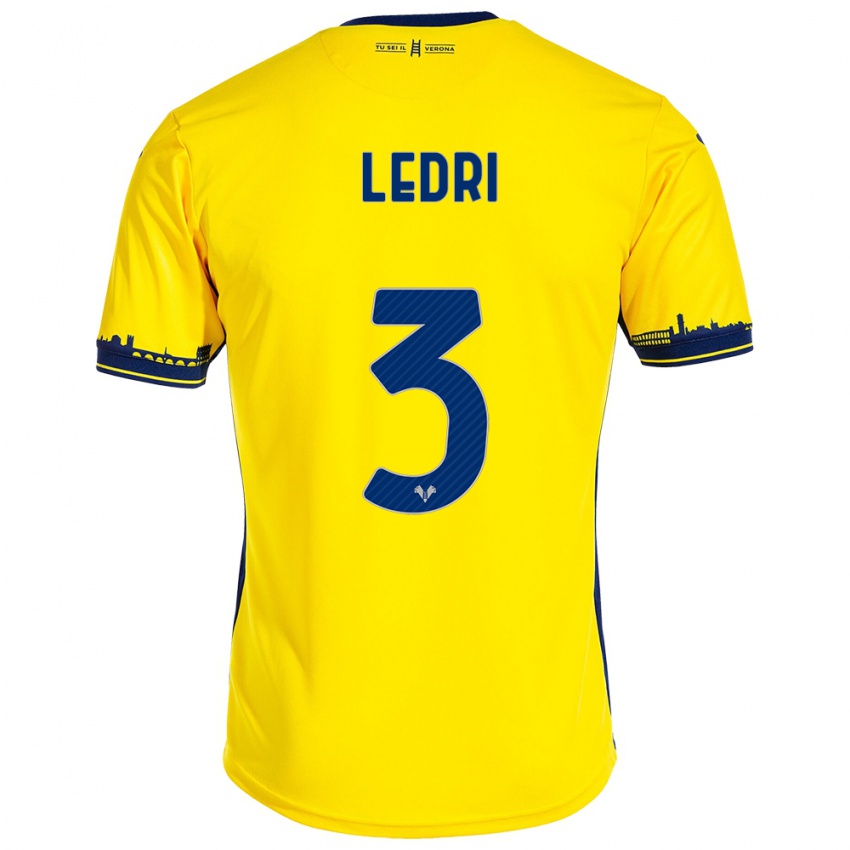 Uomo Maglia Michela Ledri #3 Giallo Kit Gara Away 2023/24 Maglietta