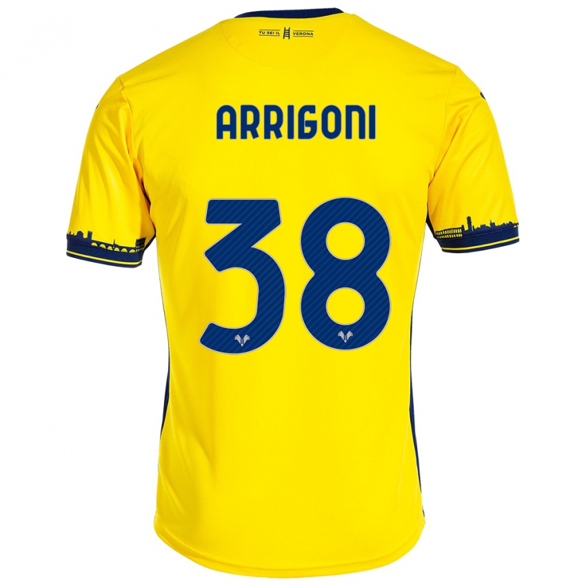 Uomo Maglia Arrigoni #38 Giallo Kit Gara Away 2023/24 Maglietta