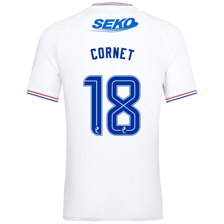 Uomo Maglia Chelsea Cornet #18 Bianco Kit Gara Away 2023/24 Maglietta