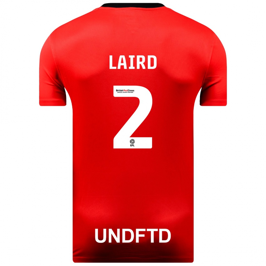 Uomo Maglia Ethan Laird #2 Rosso Kit Gara Away 2023/24 Maglietta