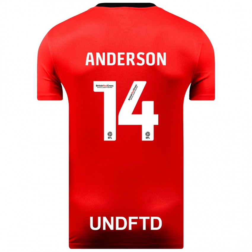 Uomo Maglia Keshi Anderson #14 Rosso Kit Gara Away 2023/24 Maglietta