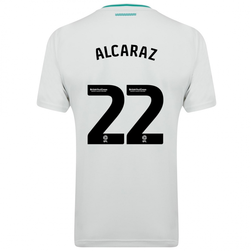 Uomo Maglia Carlos Alcaraz #22 Bianco Kit Gara Away 2023/24 Maglietta