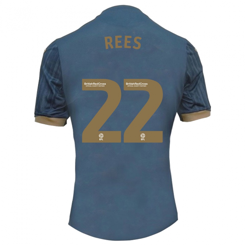 Uomo Maglia Nia Rees #22 Verde Acqua Scuro Kit Gara Away 2023/24 Maglietta