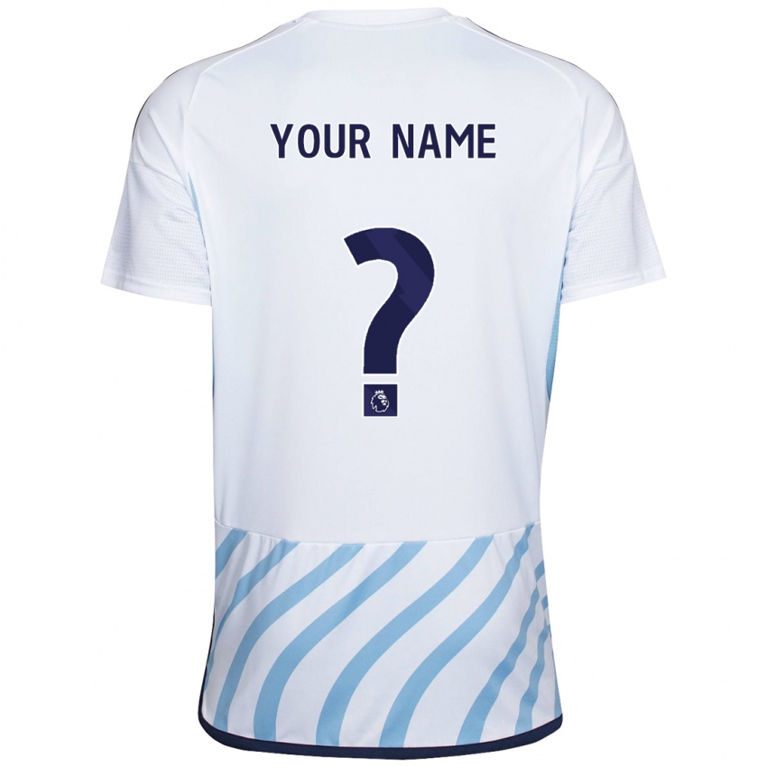 Uomo Maglia Il Tuo Nome #0 Bianco Blu Kit Gara Away 2023/24 Maglietta