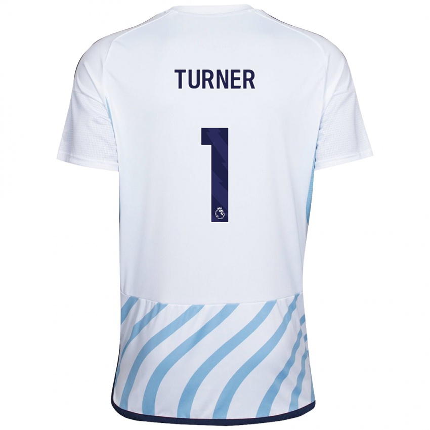 Uomo Maglia Matt Turner #1 Bianco Blu Kit Gara Away 2023/24 Maglietta
