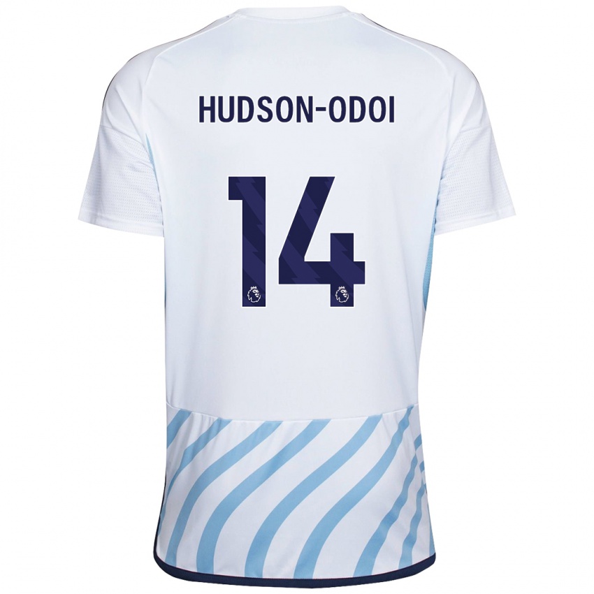 Uomo Maglia Callum Hudson-Odoi #14 Bianco Blu Kit Gara Away 2023/24 Maglietta