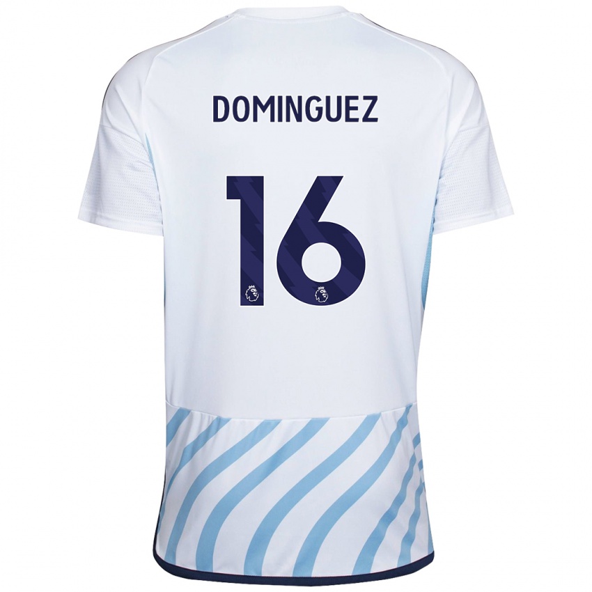 Uomo Maglia Nicolas Dominguez #16 Bianco Blu Kit Gara Away 2023/24 Maglietta