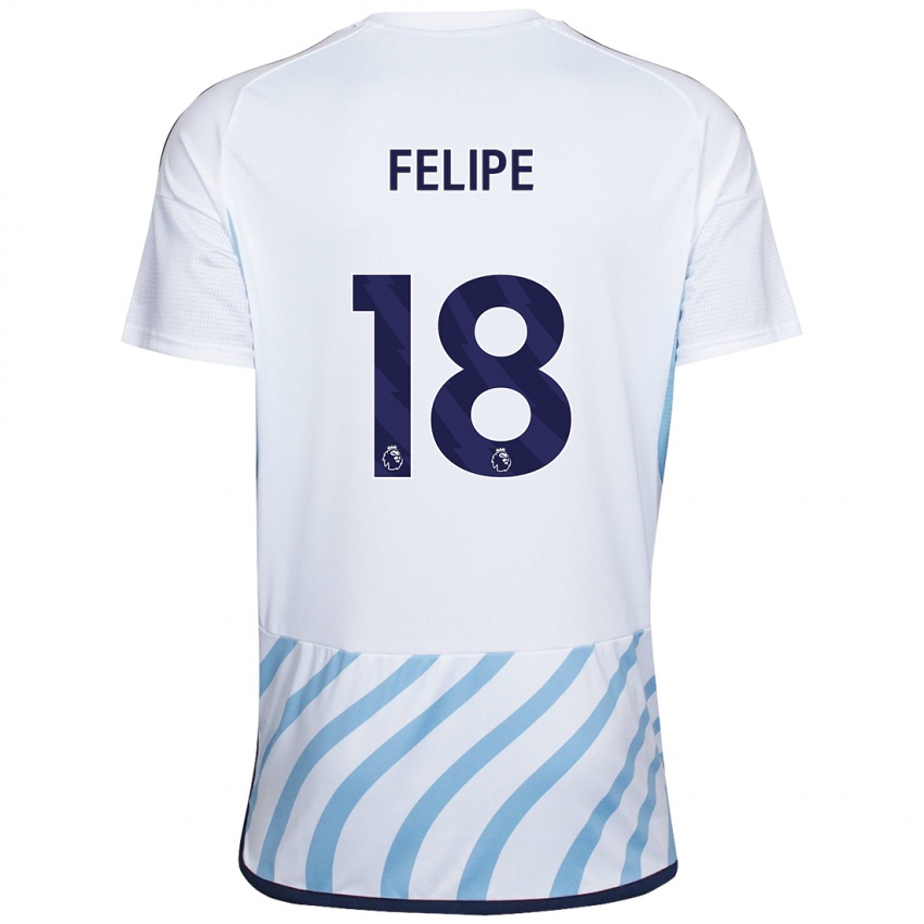 Uomo Maglia Felipe #18 Bianco Blu Kit Gara Away 2023/24 Maglietta