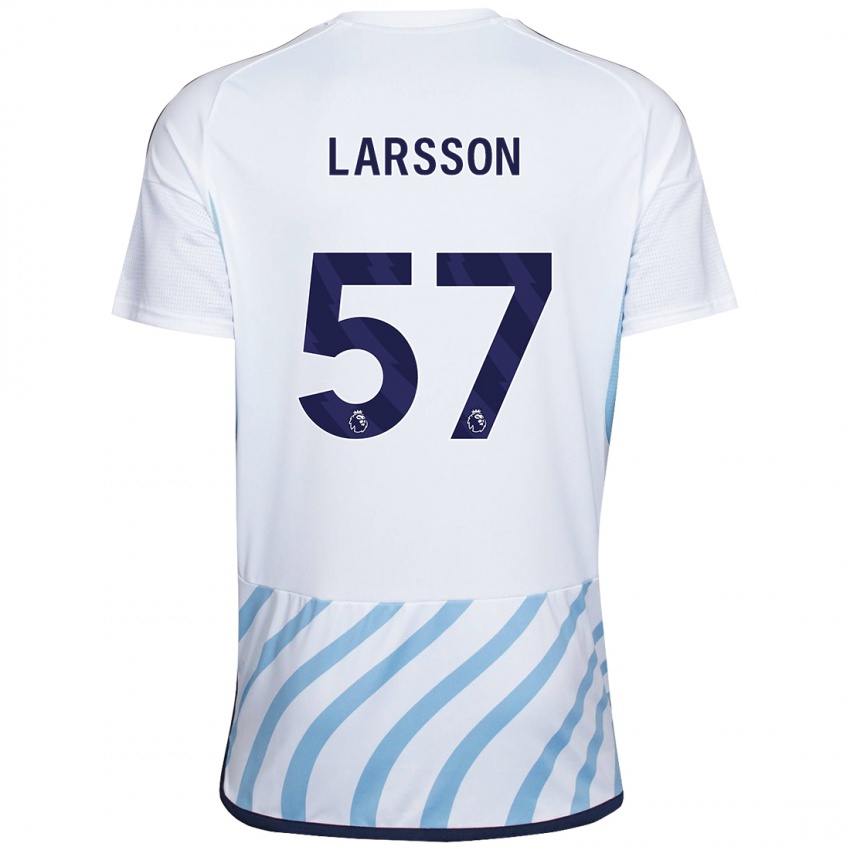 Uomo Maglia Julian Larsson #57 Bianco Blu Kit Gara Away 2023/24 Maglietta