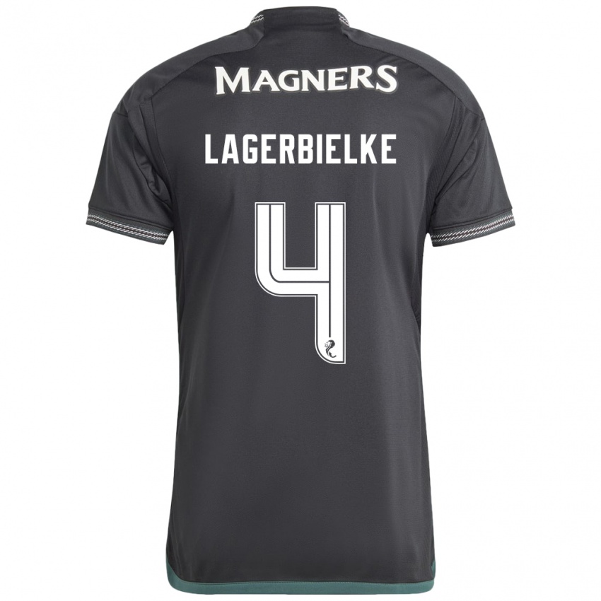 Uomo Maglia Gustaf Lagerbielke #4 Nero Kit Gara Away 2023/24 Maglietta