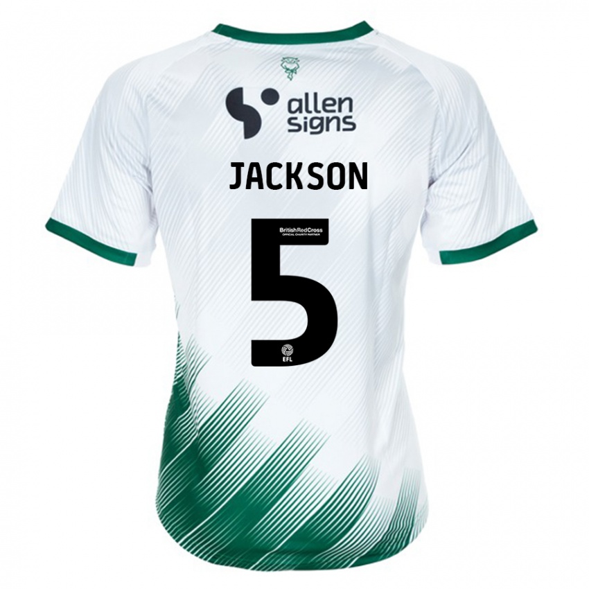 Uomo Maglia Adam Jackson #5 Bianco Kit Gara Away 2023/24 Maglietta