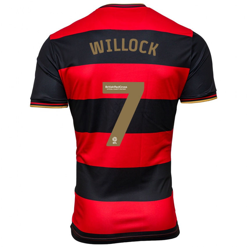 Uomo Maglia Chris Willock #7 Nero Rosso Kit Gara Away 2023/24 Maglietta