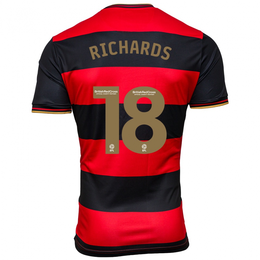 Uomo Maglia Taylor Richards #18 Nero Rosso Kit Gara Away 2023/24 Maglietta